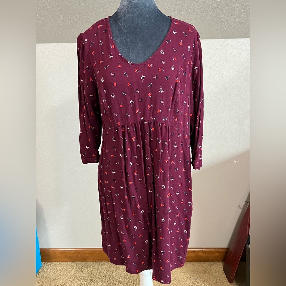 Boden burgundy floral tunic dress size 12R